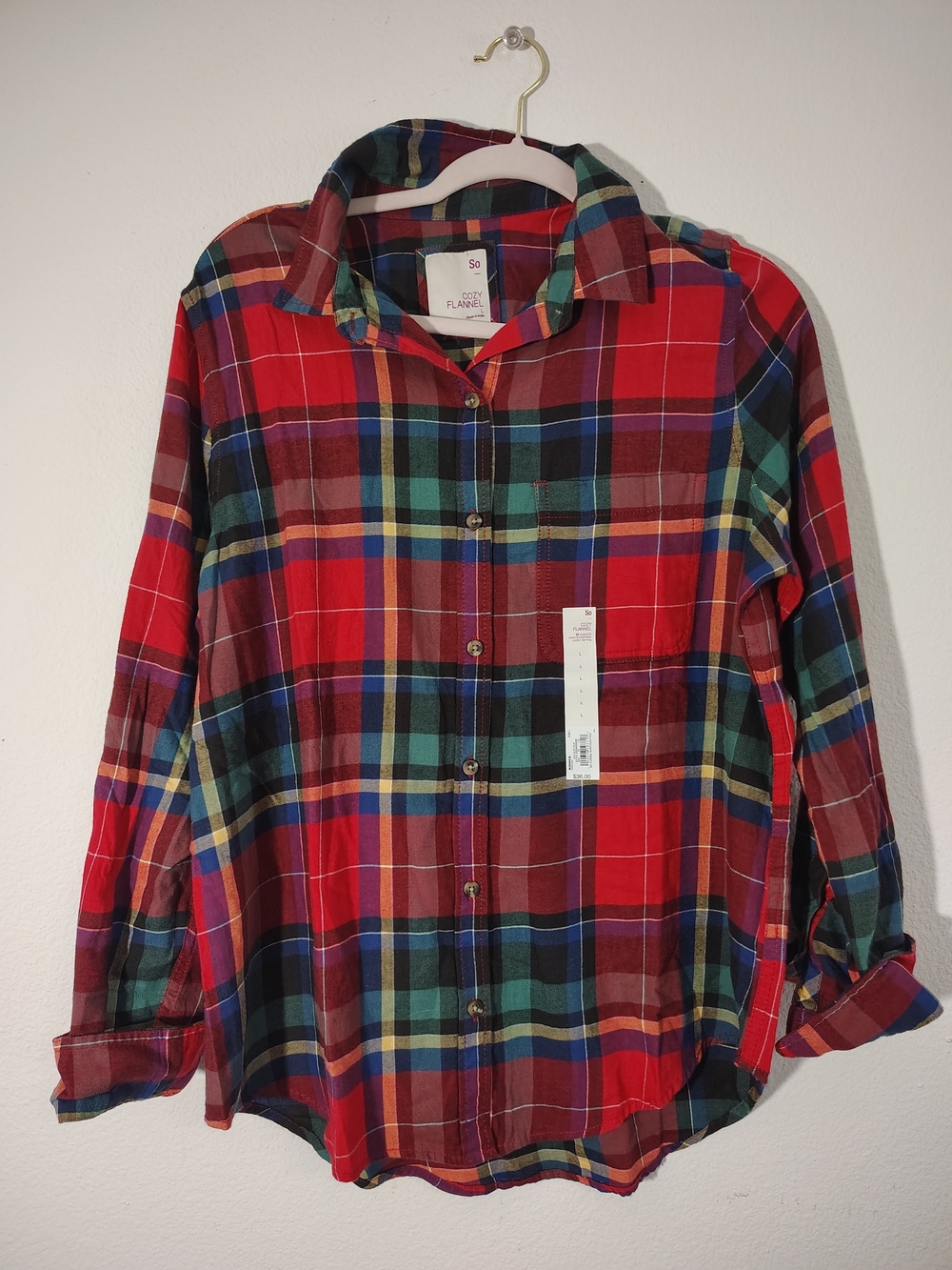 SO Red Multicolor Plaid Button-Down Shirt